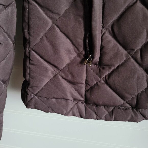 Kenneth Cole Reaction Quilted Jacket Small Brown Feather Down Puffer Lightweight - Picture 2 of 10